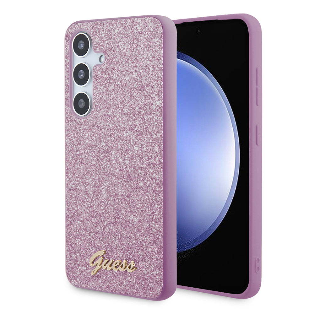 Guess Custodia per Samsung Galaxy S24 S921, Guess, Glitter Script, Viola