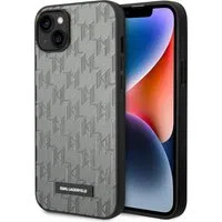 Custodia per Apple iPhone 14 Plus, Karl Lagerfeld, Saffiano Monogram Metal Logo, Grigio — 3