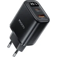 Caricabatterie Rete Yesido YC68, Display 20W, 3A, 1 x USB-A - 1 x USB-C, Nero — 3