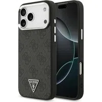 Custodia MagSafe per Apple iPhone 17 Pro Max, Guess, Logo Triangolo 4G, Nera Argentata — 3