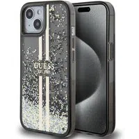 Custodia per Apple iPhone 15, Guess, Liquid Glitter Gold Stripes, Nera — 3