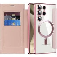 Custodia MagSafe per Samsung Galaxy S24 Ultra S928, Techsuit, SmartMag Book, Rosa — 3