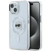 Custodia MagSafe per Apple iPhone 15, Karl Lagerfeld, IML Metal Karl's Head, Bianca — 3
