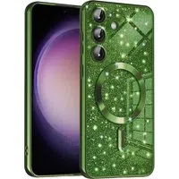 Custodia MagSafe per Samsung Galaxy S23 FE S711, Techsuit, Luxury Glitter, Verde Scuro — 3
