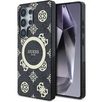 Custodia MagSafe per Samsung Galaxy S25 Ultra S938, Guess, IML Peony su sfondo 4G, Nera — 3