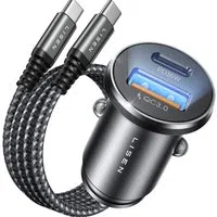Caricabatterie Auto con Cavo USB-C Lisen, 51W, 3A, 1 x USB-A - 1 x USB-C, Blu Navy YL0223080047 — 3