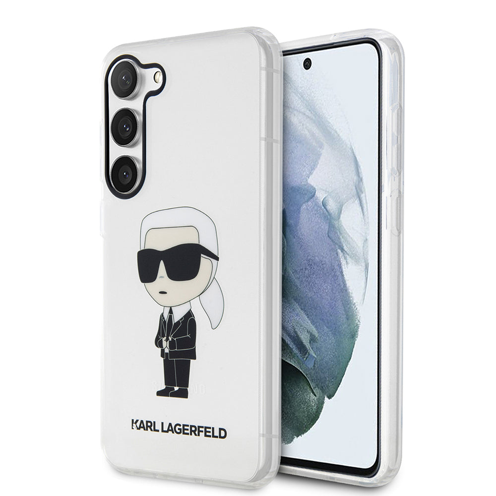 Karl Lagerfeld Custodia per Samsung Galaxy S23 S911, Karl Lagerfeld, Ikonik Karl, Trasparente