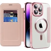 Custodia MagSafe per Apple iPhone 14 Pro Max, Techsuit, SmartMag Book, Rosa — 3