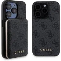 Custodia MagSafe per Apple iPhone 15 Pro, Guess, Powerbank 4G Metal Logo, Nera — 3