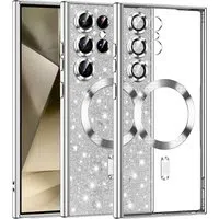 Custodia MagSafe per Samsung Galaxy S24 Ultra S928, Techsuit, Luxury Glitter, Argento — 3