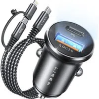 Caricabatterie Auto Con Cavo USB-C / Lightning Lisen, 48W, 3A, 1 x USB-A - 1 x USB-C, Nero YL0223080035 — 3