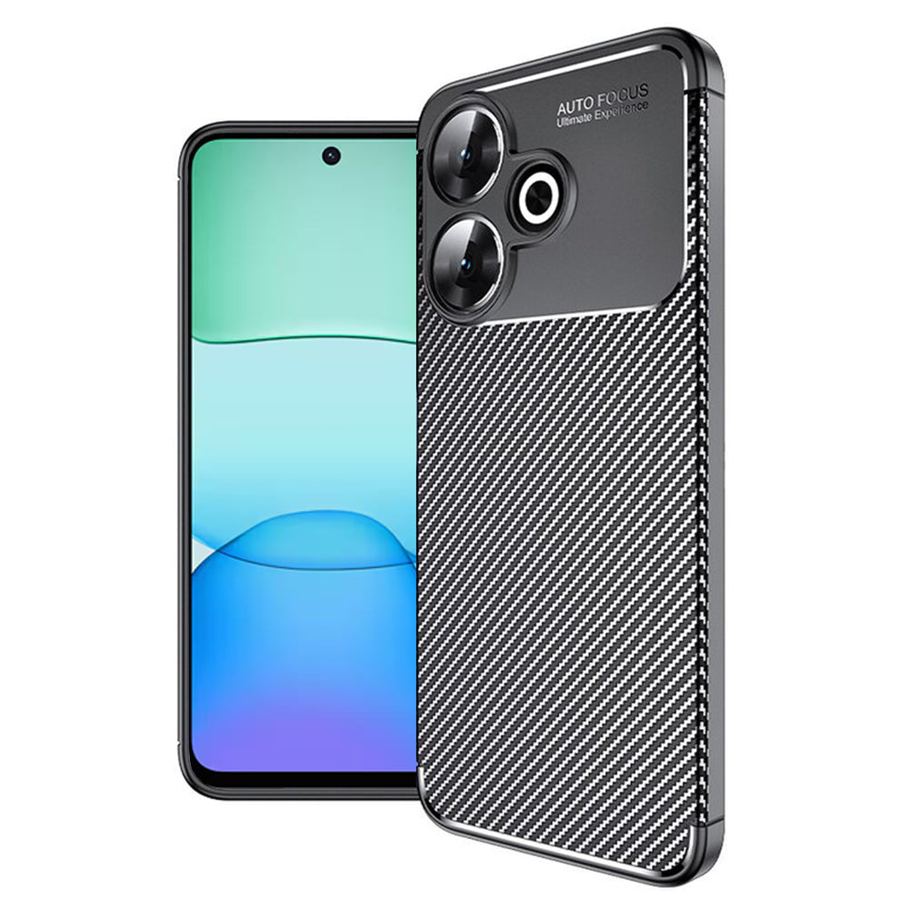 Custodia per Xiaomi Poco M6 4G / Redmi 13, Techsuit, CarbonFiber, Nera