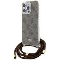 Custodia per Apple iPhone 15 Pro, Guess, Crossbody Cord 4G Print, Marrone — 3