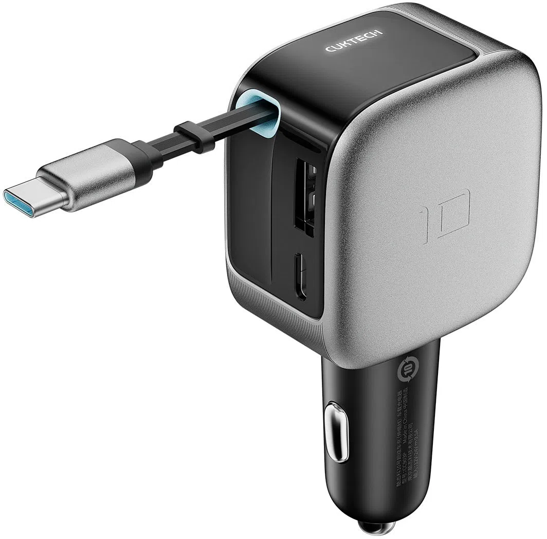 Caricatore Auto Con Cavo USB-C Cuktech CC903P Display, 100W, 5A, 1 x USB-A - 1 x USB-C, Grigio — 2