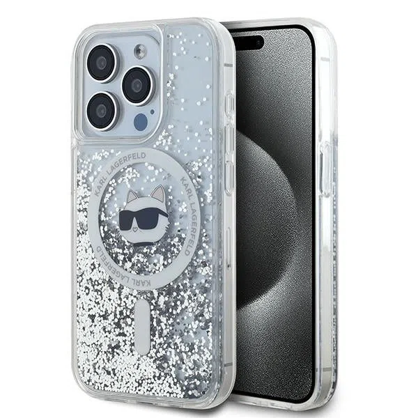 Custodia MagSafe per Apple iPhone 14 Pro, Karl Lagerfeld, Liquid Glitter Choupette's Head, Trasparente — 2