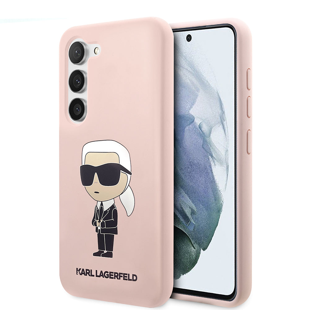Karl Lagerfeld Custodia per Samsung Galaxy S23+ S916, Karl Lagerfeld, Silicone Ikonik Karl, Rosa