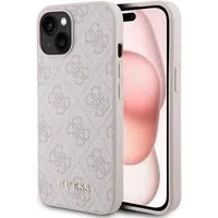 Custodia per Apple iPhone 15, Guess, 4G Metal Gold Logo, Rosa — 3