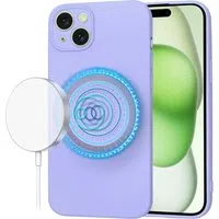 Custodia MagSafe per Apple iPhone 15 Plus, Techsuit, SoftFlex, Viola Chiaro — 3