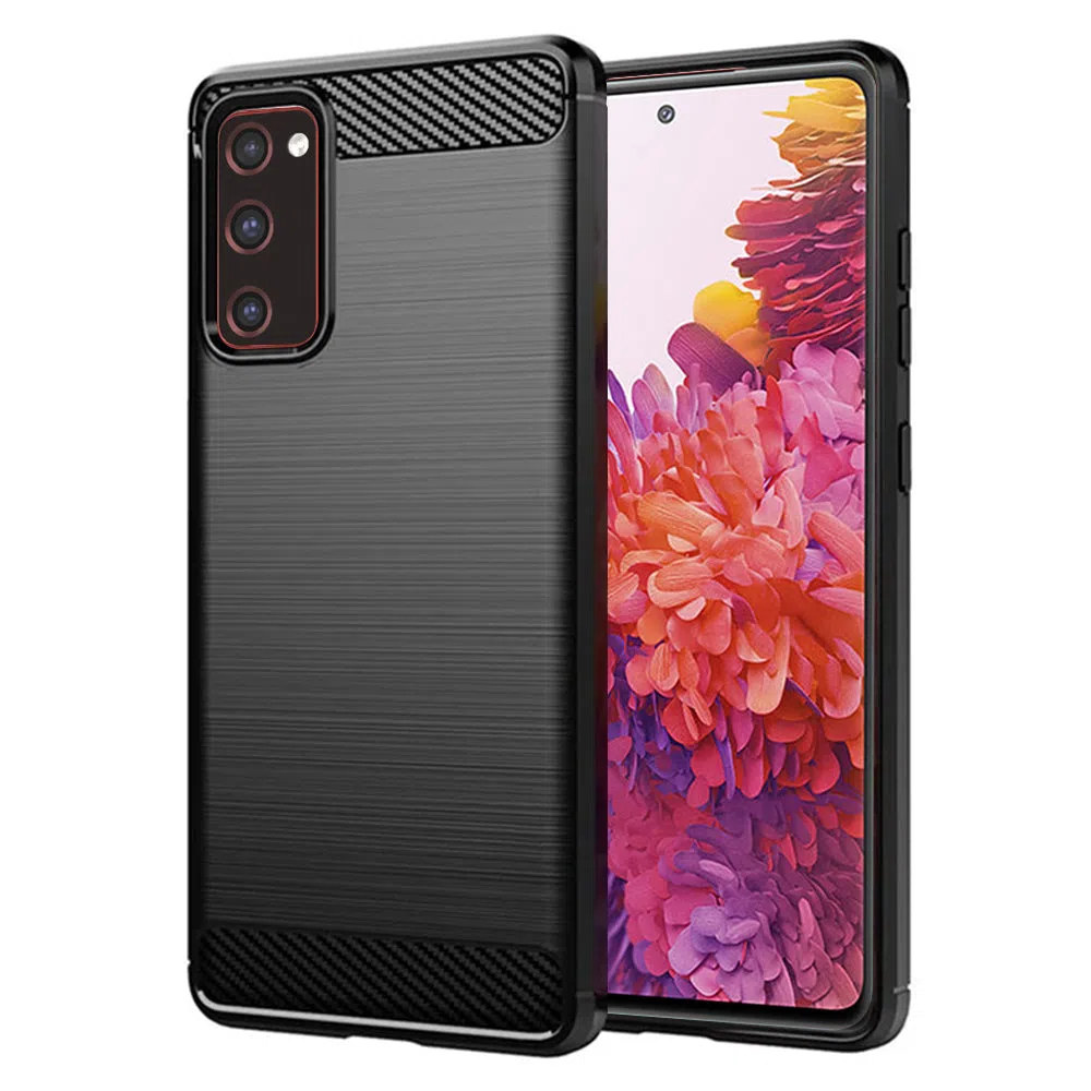 Custodia per Samsung Galaxy S20 FE 2022 G781 / S20 FE 5G G781 / S20 FE G780, Techsuit, Carbonio, Nera — 2