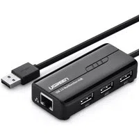 Hub USB UGREEN 20264, 3 x USB-A - 1 x RJ45, nero — 3