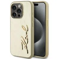 Custodia per Apple iPhone 15 Pro Max, Karl Lagerfeld, Metal Signature, Dorata — 3