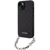 Custodia per Apple iPhone 14, Karl Lagerfeld, Saffiano Monogram Chain, Nera — 3