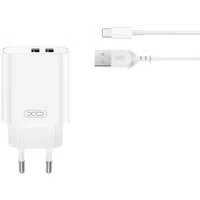 Caricabatterie da Rete con Cavo USB-C XO Design CE34, 12W, 2.4A, 2 x USB-A, Bianco — 3
