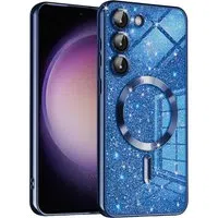 Custodia MagSafe per Samsung Galaxy S23 S911, Techsuit, Luxury Glitter, Blu Scuro — 3