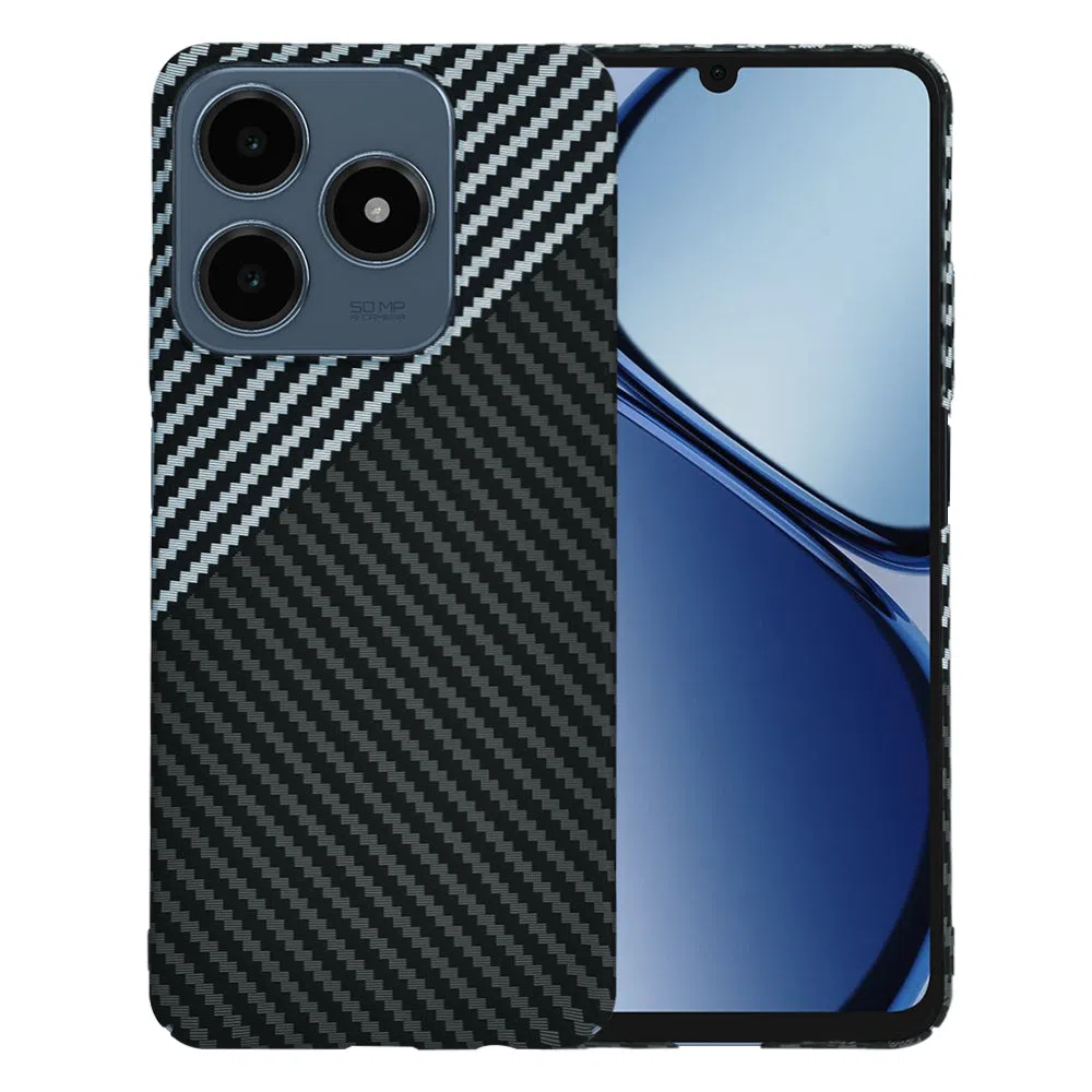 Custodia per Realme C63 / C61, Techsuit, Carbonite FiberShell, Nero Grigio — 2