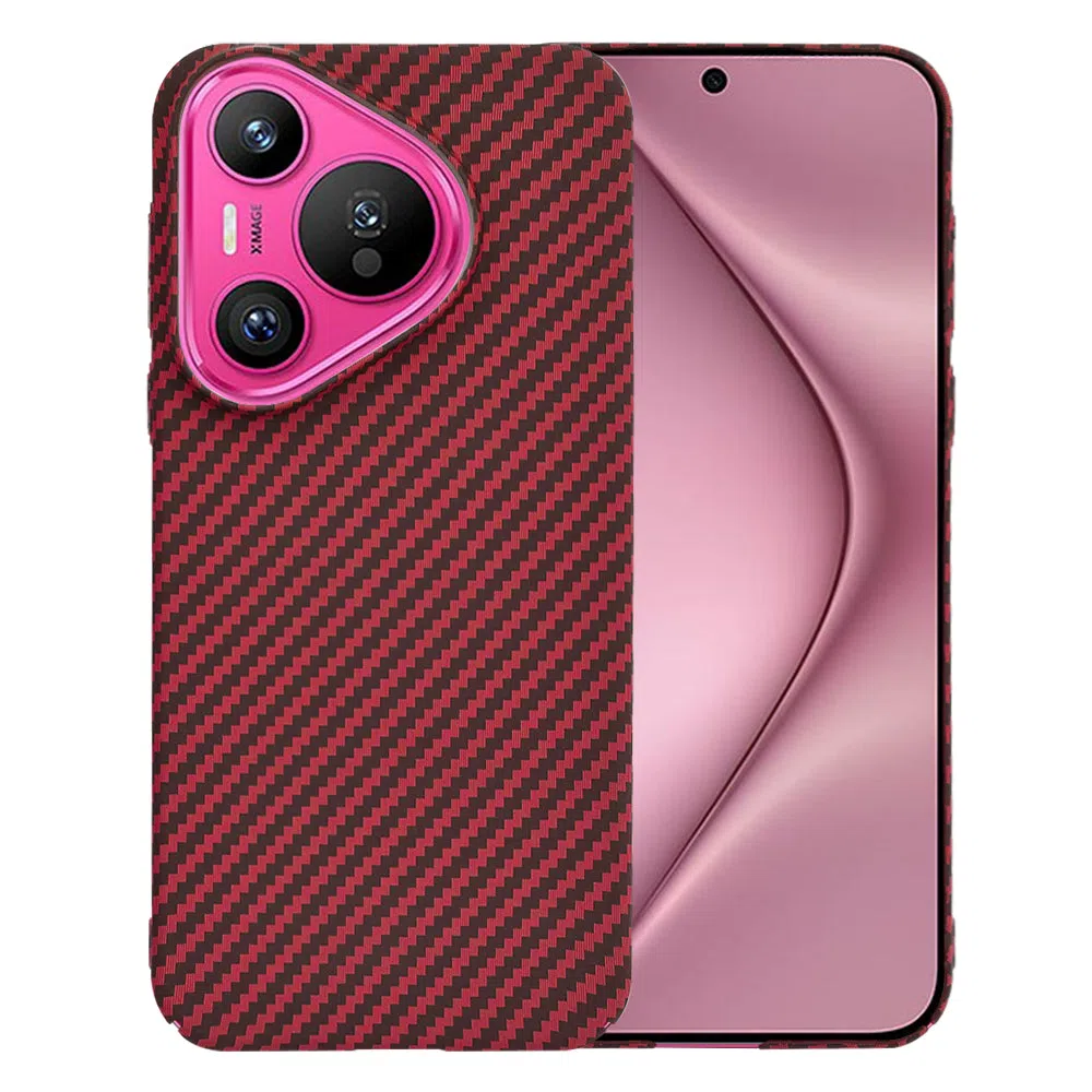 Custodia per Huawei Pura 70, Techsuit, Carbonite FiberShell, Rossa — 2