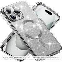 Custodia MagSafe per Apple iPhone 17 Air, Techsuit, Luxury Glitter, Argento — 3