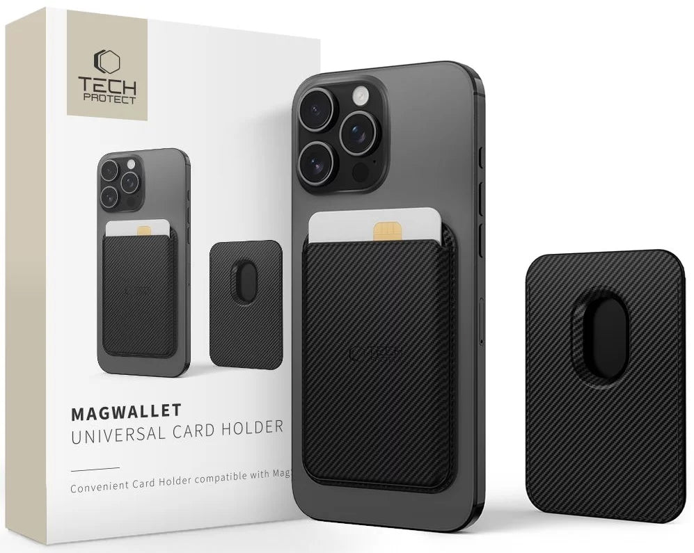 Portafoglio MagSafe, Tech-Protect, Magwallet Carbon, Nero