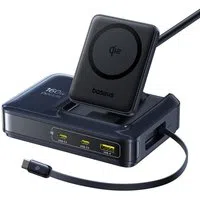 Caricatore Stazione Baseus Nomos NH21 QI 5in1, 160W, 5A, 1 x USB-A - 2 x USB-C, Nero E0121700 — 3