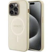 Custodia MagSafe per Apple iPhone 15 Pro, Guess, Saffiano, Beige — 3