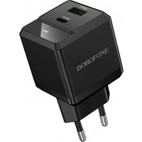 Caricabatterie Retea Borofone BN19 Intenso, 20W, 3A, 1 x USB-A - 1 x USB-C, Nero — 3