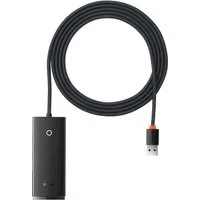 Hub USB Baseus Lite, 4 x USB-A 3.0 - 1 x USB-C, 2m, Nero WKQX030201 — 3