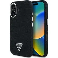 Custodia MagSafe per Apple iPhone 16, Guess, Denim Triangle Logo, Nera — 3