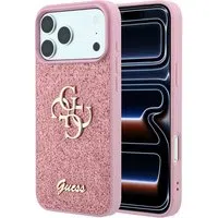 Custodia per Apple iPhone 18 Pro / 17 Pro, Guess, Fixed Glitter Big 4G, Rosa