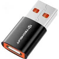Adattatore Dati e Ricarica USB-C - USB-A Techsuit A5 HyperPort, Nero Arancione — 3