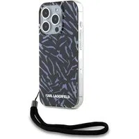 Custodia per Apple iPhone 15 Pro Max, Karl Lagerfeld, Zebra with Cord Strap, Viola — 3