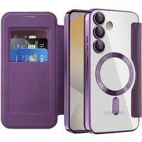Custodia MagSafe per Samsung Galaxy S24 FE S721, Techsuit, SmartMag Book, Viola — 3