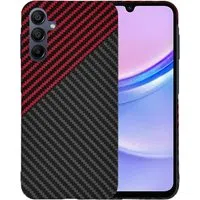 Custodia per Samsung Galaxy A15 5G A156 / A15 A155, Techsuit, Carbonite FiberShell, Nero Rosso — 3