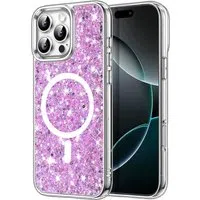 Custodia MagSafe per Apple iPhone 16 Pro, Techsuit, Sparkly Glitter, Magenta — 3