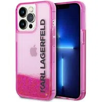 Custodia per Apple iPhone 14 Pro Max, Karl Lagerfeld, Liquid Glitter KL Logo, Rosa — 3