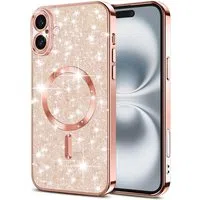 Custodia MagSafe per Apple iPhone 16 Plus, Techsuit, Luxury Glitter, Rosa Dorato — 3