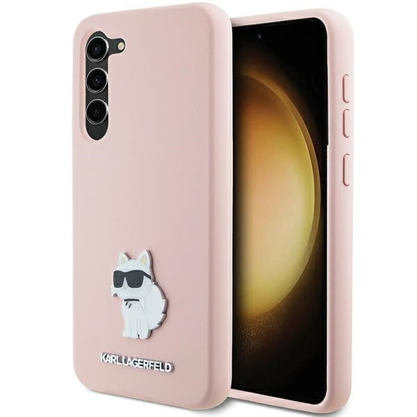 Karl Lagerfeld Custodia per Samsung Galaxy S23+ S916, Karl Lagerfeld, Silicone Choupette Metal, Rosa