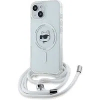 Custodia MagSafe per Apple iPhone 15, Karl Lagerfeld, IML Crossbody Choupette's Head con Tracolla, Trasparente — 3