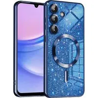 Custodia MagSafe per Samsung Galaxy A15 5G A156 / A15 A155, Techsuit, Luxury Glitter, Blu Scuro — 3