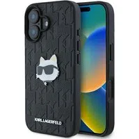 Custodia per Apple iPhone 16, Karl Lagerfeld, Monogram Choupette's Head, Nera — 3