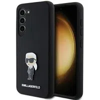 Custodia per Samsung Galaxy S23+ S916, Karl Lagerfeld, Silicone Ikonik Karl Metal, Nera — 3